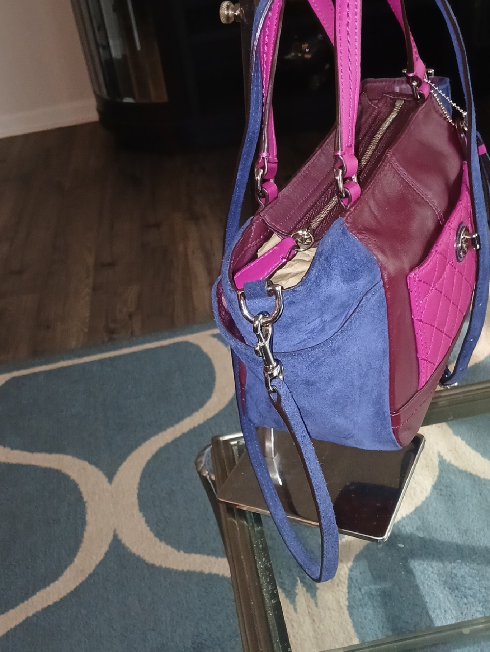 Coach Park Colorblock Leather And Suede Crossbody Satchel - Picture 4 of 9
